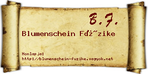 Blumenschein Füzike névjegykártya